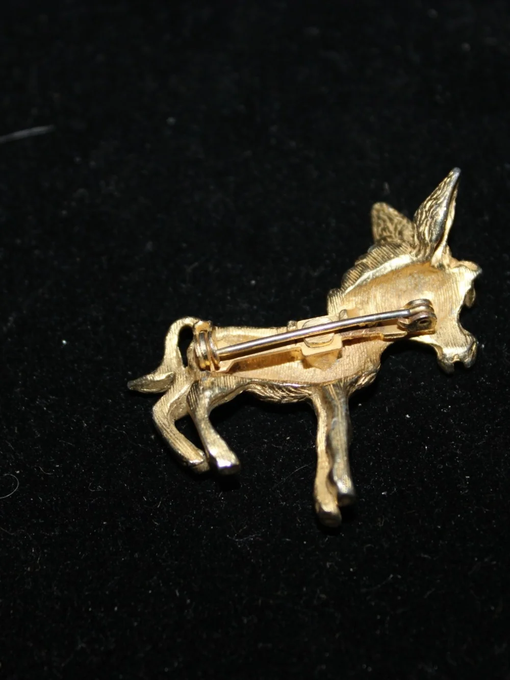 Gold-tone Donkey Brooch with Green Accent - Women Jewelry